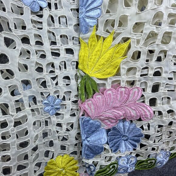 Boho Embroidered Cardigan Womens XL Crochet Look Festival Lagenlook Cottage - Picture 4 of 8